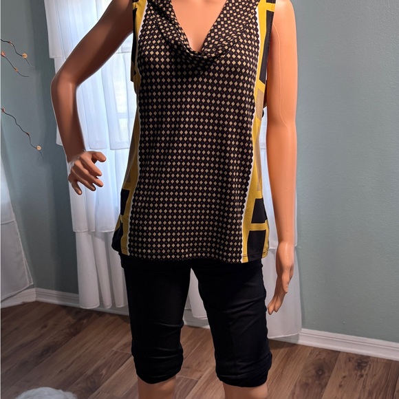 Calvin Klein Sleeveless Geometric Print Cowl Neck Blouse |XL - Picture 4 of 8